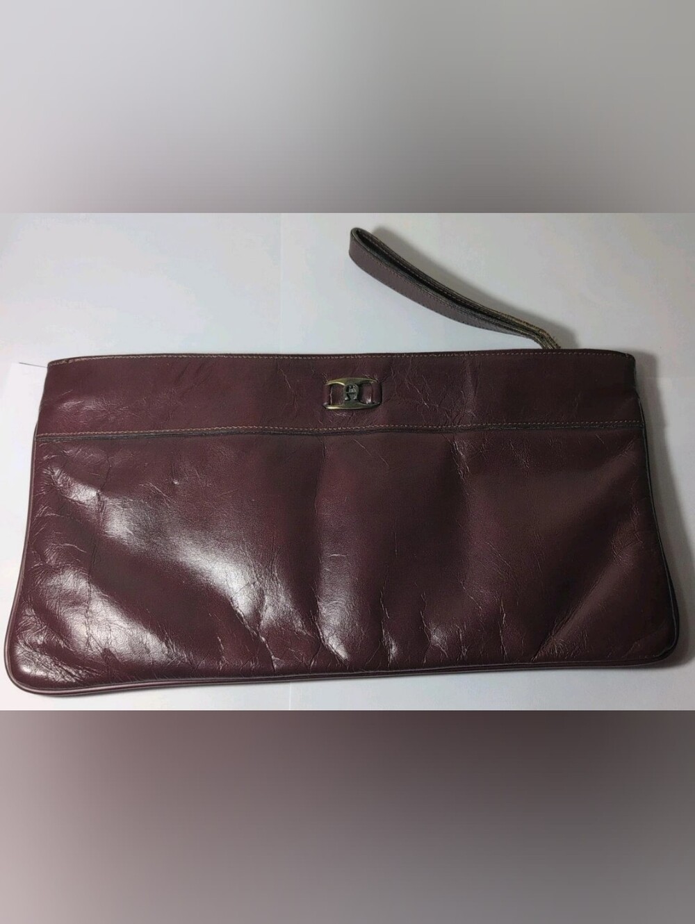 Eitenne Aigner Deep Burgundy Leather Clutch Purse